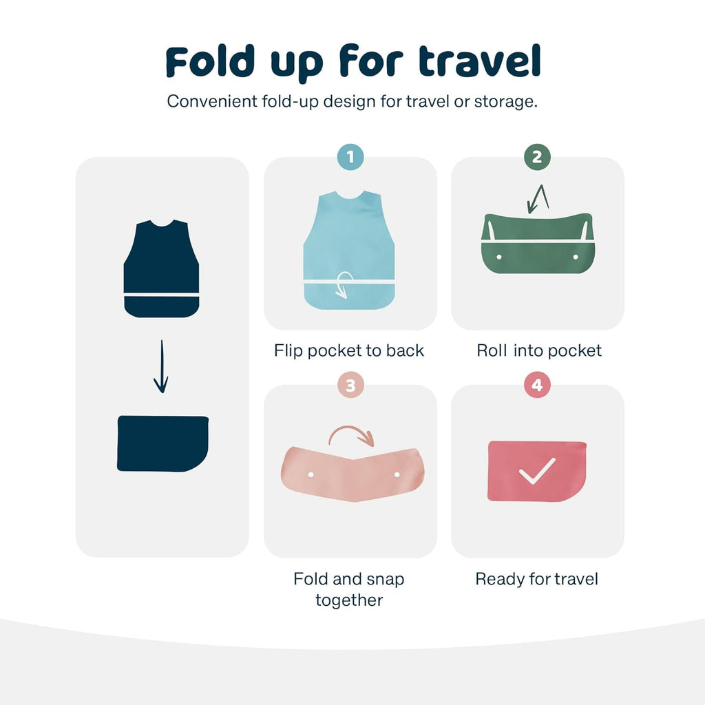 Tiny Twinkle Mess Proof Apron Bibs - 2 Pack Waterproof & Lightweight Baby Bibs for Led Weaning | 100% Recycled Polyester, Easy Clean & Machine Washable (Sand Cinnamon,Small 6-24 Months)