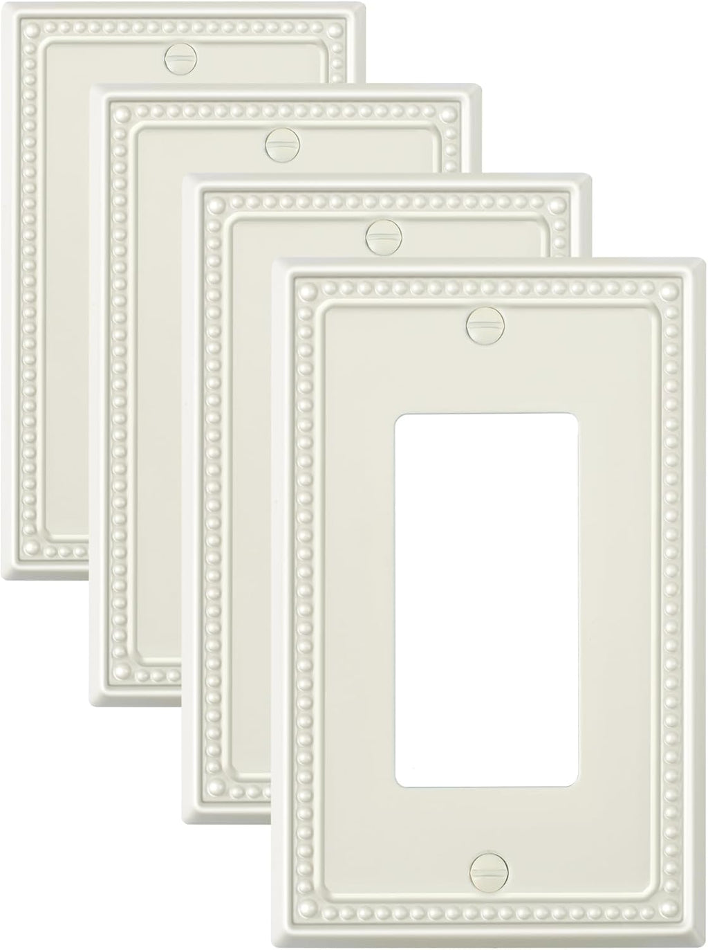 4-Pack Decorator Outlet Cover Plate, Decorative Switch Plates and Outlet Covers, Light Almond Metal Wall Plates for Electrical Outlets, Receptacle, GFCI Outlet, Dimmer Switch