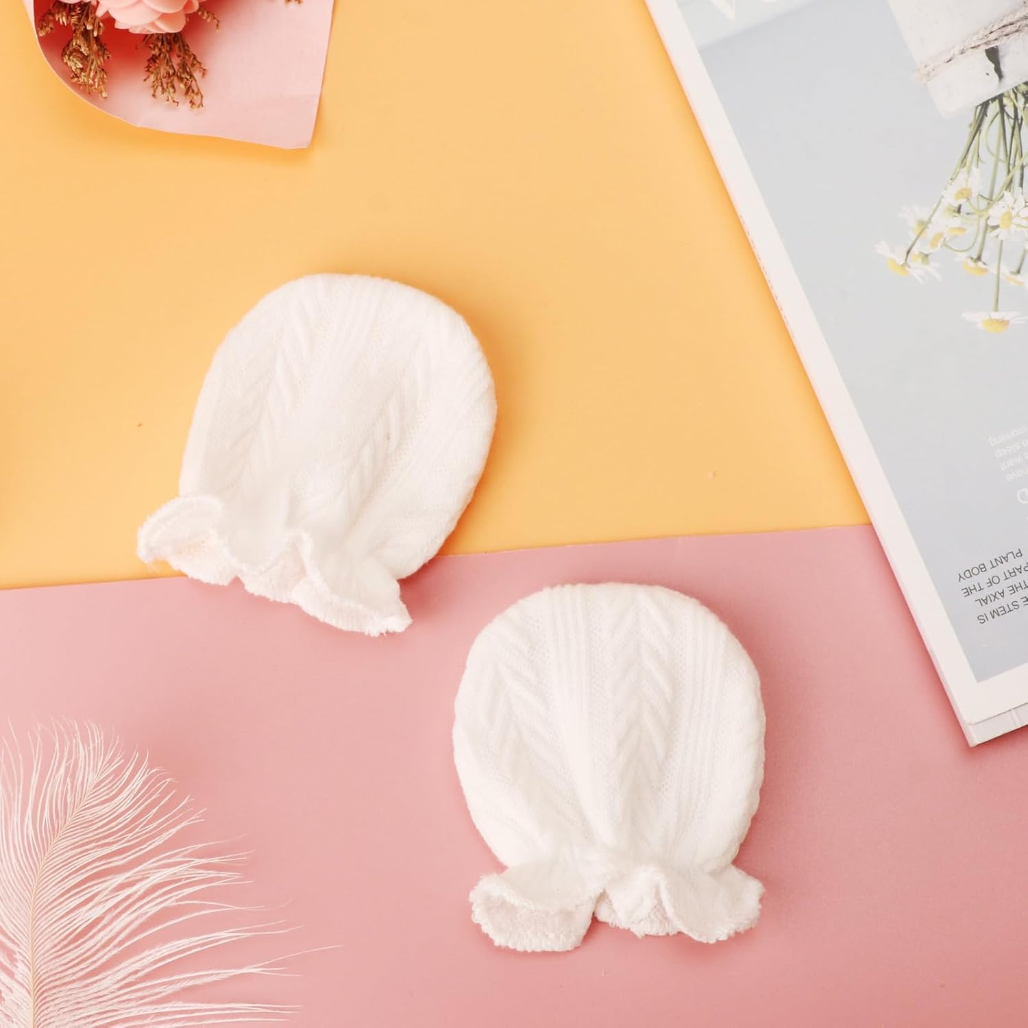 BQUBO Newborn Infant Toddler Mittens No Scratch Cotton Elastic Wrist Gloves Hypoallergenic for 0-6 Months Baby Boys Girls