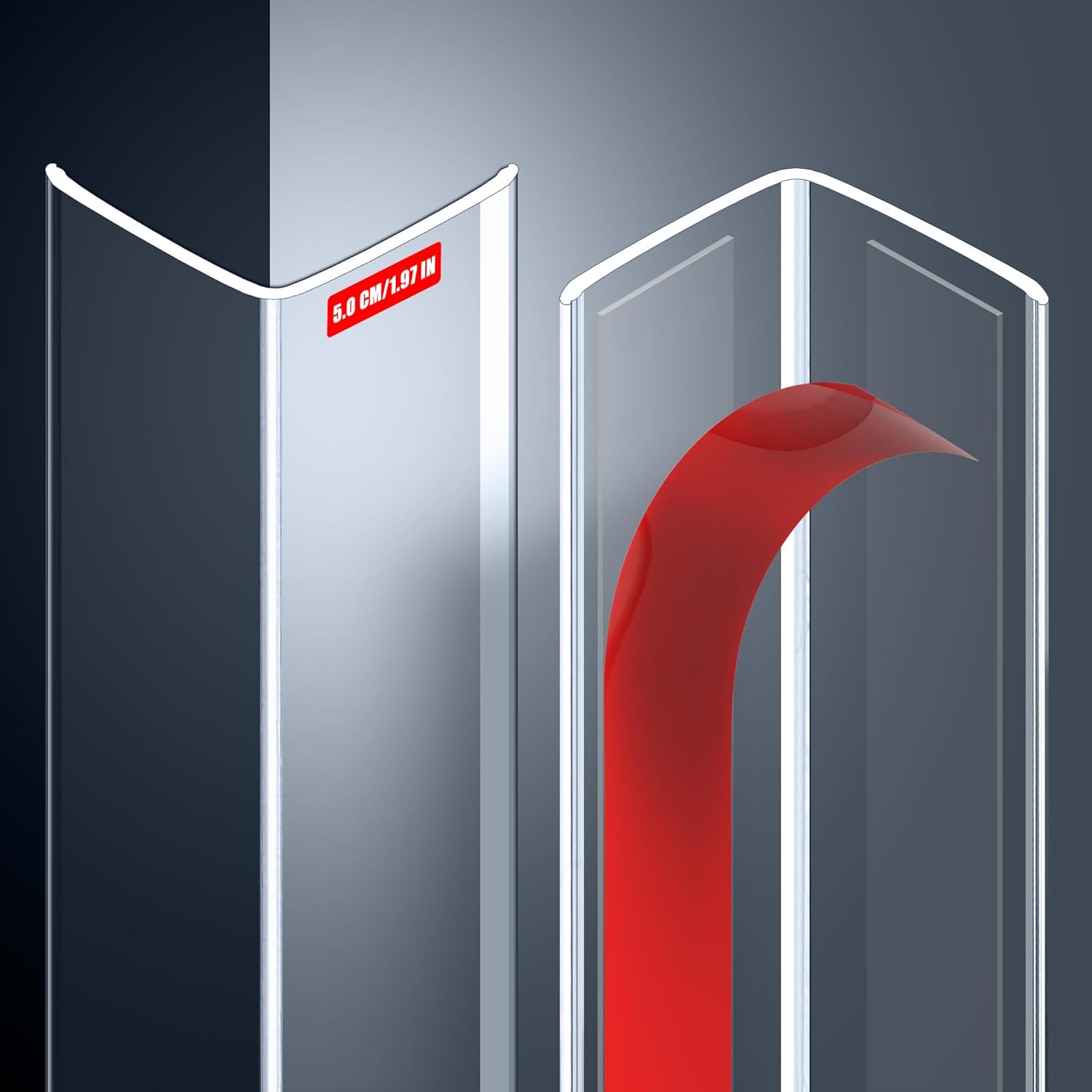 MONOID Wall Corner Protector, 2 PCS Furniture Edge Protection, PC Anti-Bump Guards Avoid Scratching Corner Trim for Door Frame, Table, Countertop, Stair, Self-Adhesive, Clear, 1.97IN×35.43IN/5CM×90CM