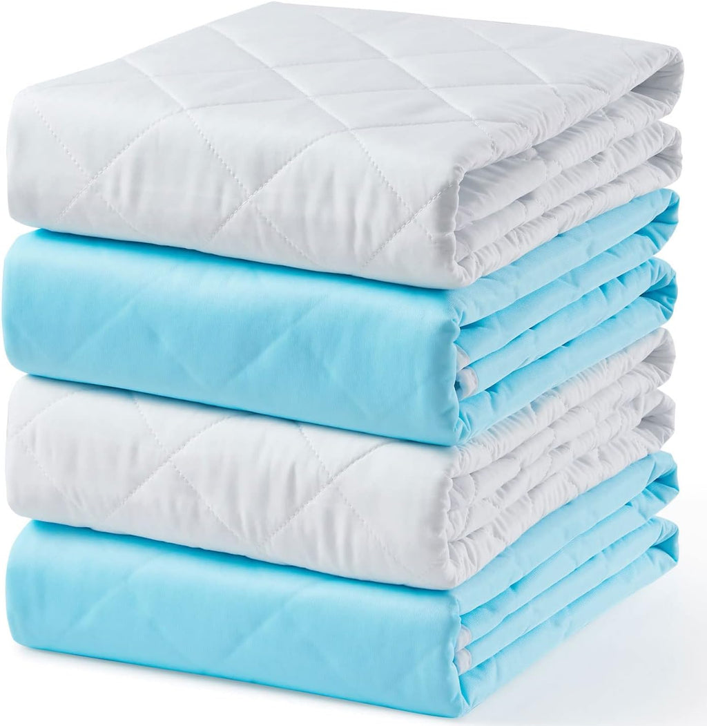 KANECH Washable Waterproof Incontinence Bed Pads - 30"x34"(4Pack) - Heavy Absorbency Reusable Underpads for Adults, Elderly and Kids - Slip Resistant Mattress Protector
