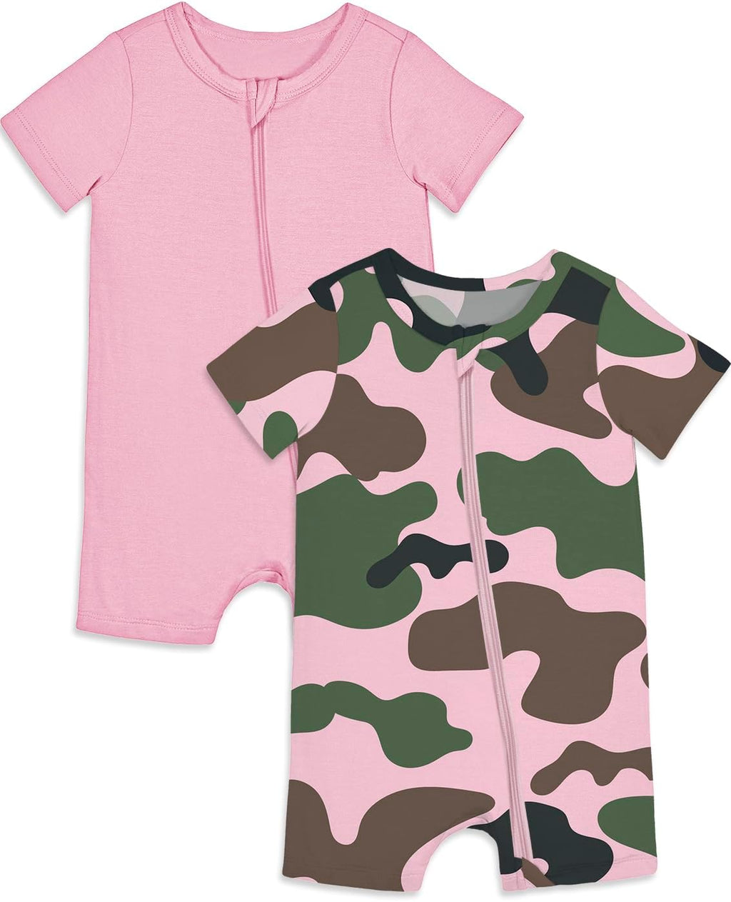 Jimonda Baby Rompers Cotton Baby Boys Baby Girls Short Sleeve Sleepers Pjs Two Way Zipper One-piece Neutral Sleep and Play