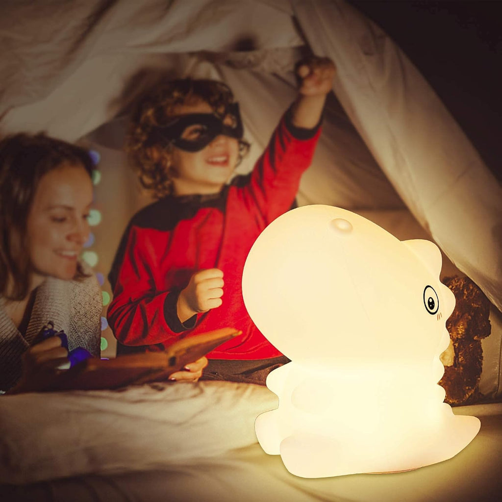 ZKLiLi Night Light, Cute Silicone Dinosaur Night Light with Brightness, 7 Colors Kawaii Touch Lamp for Bedroom, Girls and Boys, Gifts, Rechargeable
