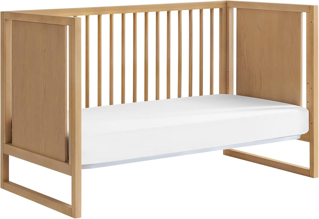 Nurture& The Crib - Baby, Toddler Convertible Crib | Sustainable Non-Toxic Materials | 3 Adjustable Heights - Grows with Your Baby (Toddler Guardrail NOT Included) (All Natural)
