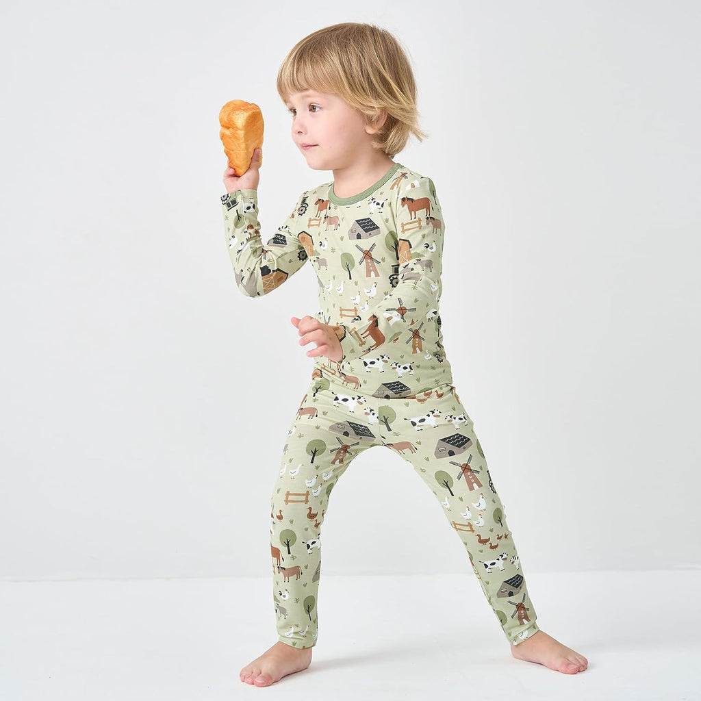 pureborn Baby Viscose From Bamboo Pajamas Set Pjs - Kids Toddler Girl Snug Fit Viscose Sleepwear 2pcs 18M-8Y