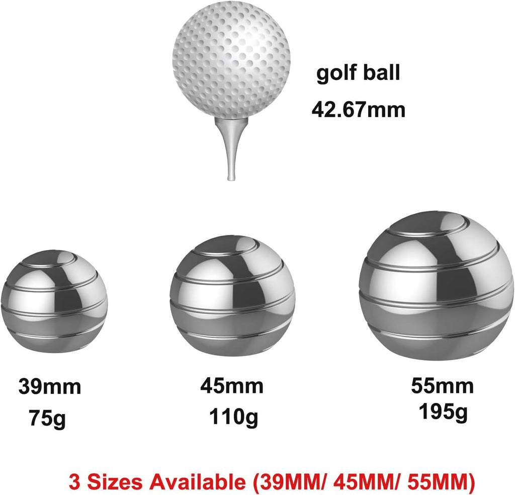 Kinetic Desk Toys for Office for Adults, 1.54'' Kinetic Spinning Fidget Spinner Toys for Anxiety ADHD, Desktop Optical Illusion Toys (39MM, Silver)