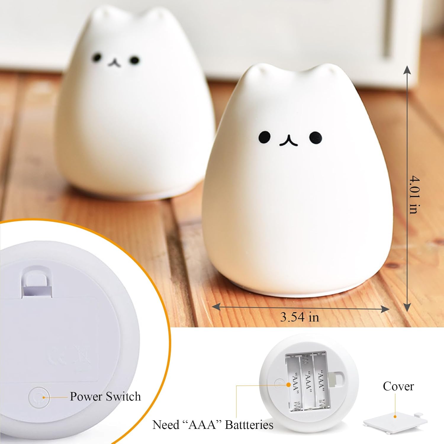 Cute Cat Lamp, Kitty Night Light for Girls Bedroom, Gifts for Women Teen Girls Kids Baby, Kawaii Lamp Nursery Nightlights Room Decor
