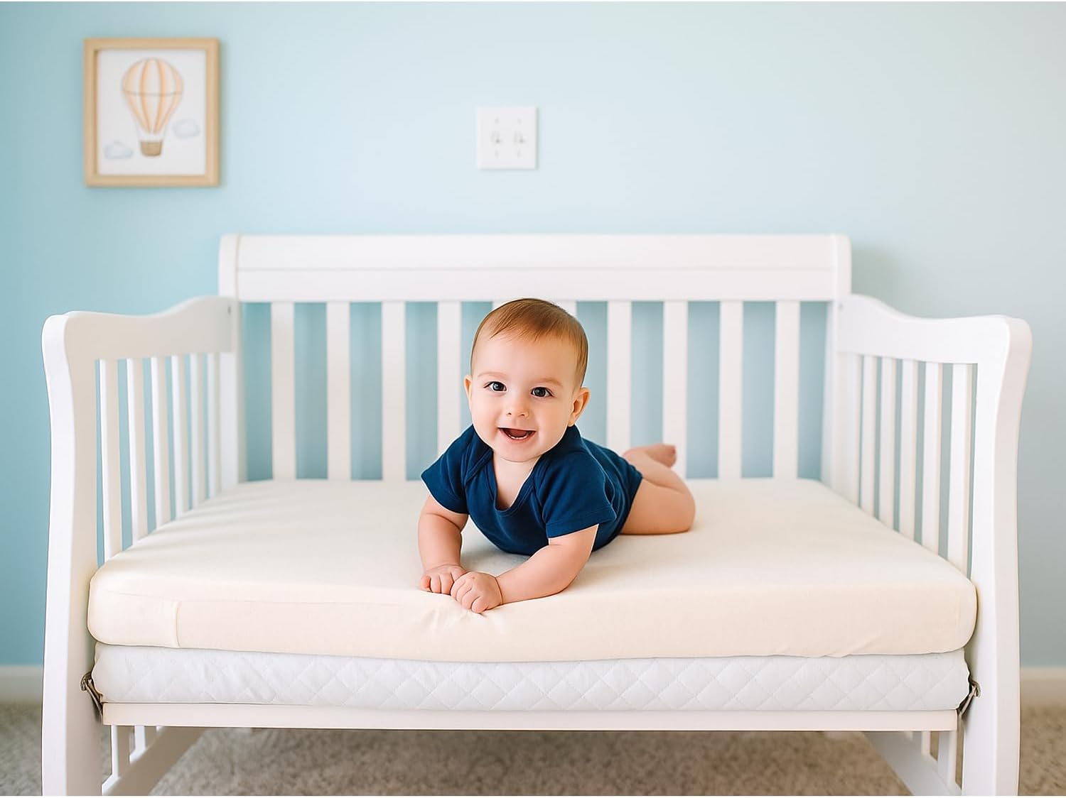 Organic Cotton Crib Mattress Protector - Water Resistant Fitted Sheet Liner Pad, Skin Friendly, Chemical-Free Pure Cotton [GOTS-Certified] for Portable (36"x26") - Made in USA