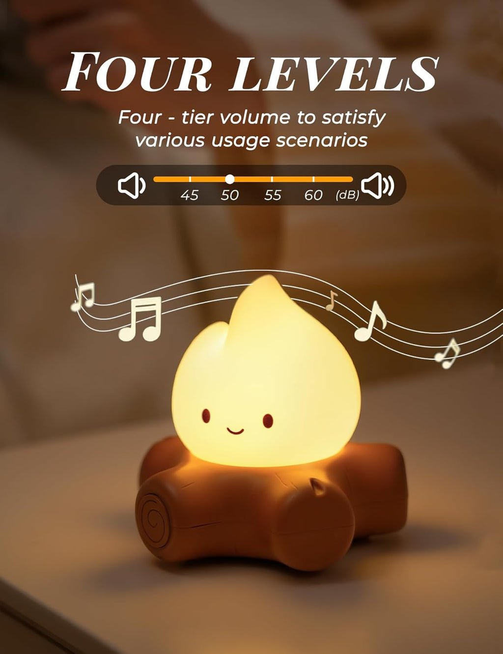 Fake Campfire Lamp, Ambient Lighting, White Noise Soothes The Mood, Portable Rechargeable Night Light, Candlelight Mode Mood Lighting, Bedroom, Desktop, Camping Decor (3Pack)