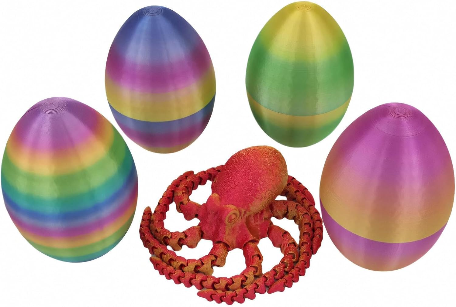 Full Articulated Octopus Crystal Octopus with Octopus Egg 3D Printed Octopus Toy in Egg,Home Office Decor Flexible Joints Home Decor Executive Desk Toys,DIY Creative Ornament Toys Home Gifts