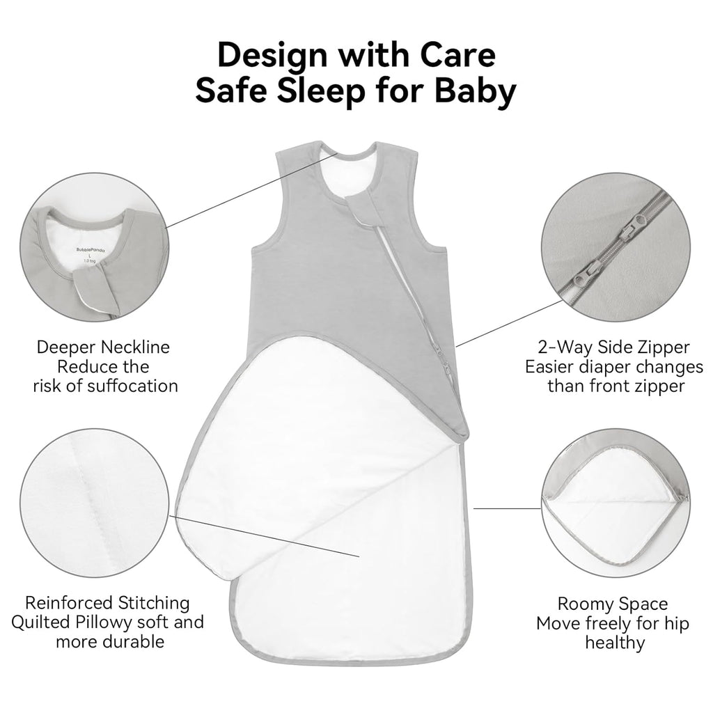BubblePanda Rayon Made from Bamboo Sleep Sack 12-18 Months 0.5 Tog Soft Lightweight Toddler Sleep Sack 1t for Babies 2-Way Zipper Wearable Blanket Baby 12 Months
