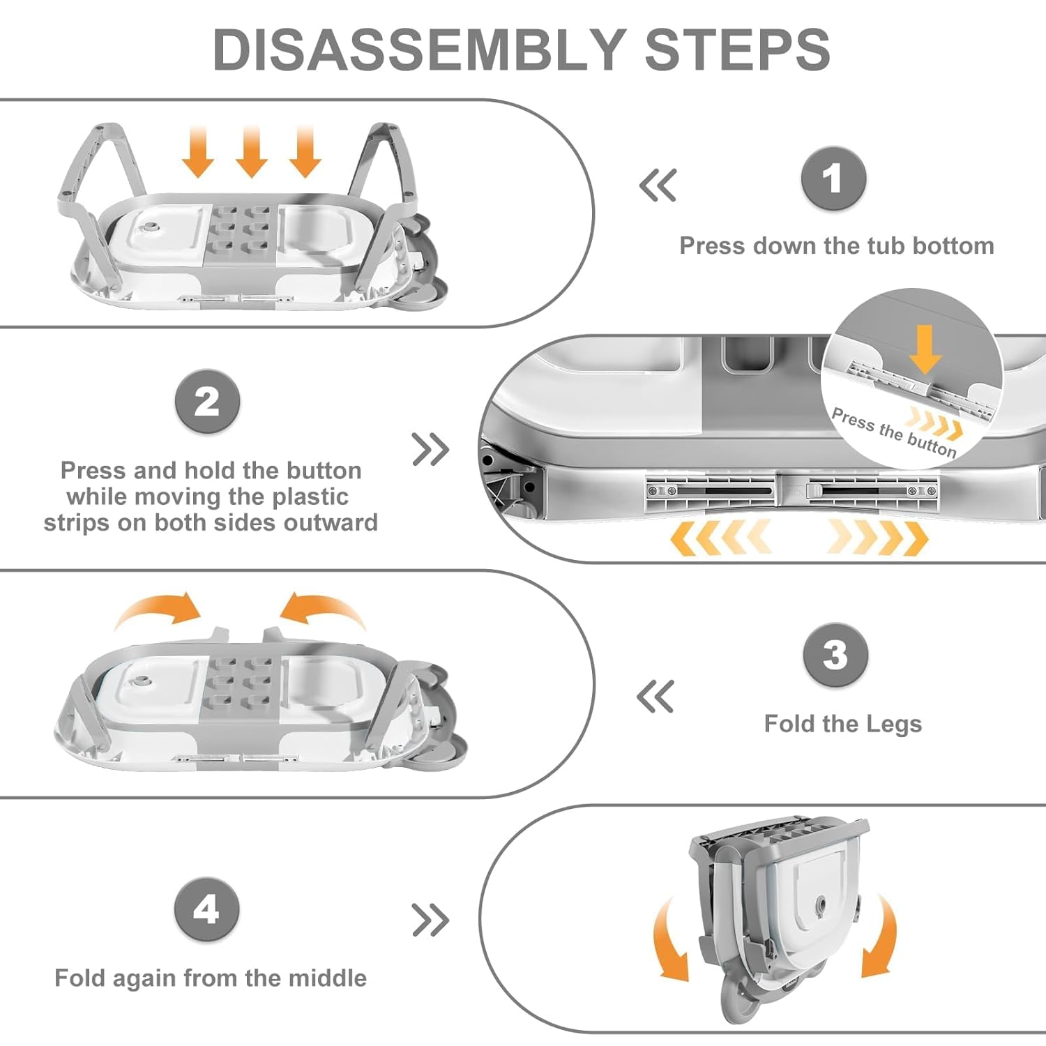 MoreFeel Collapsible Baby Bathtub for Newborn with Thermometer & 1 Hooded Towel & 1 Soft Floating Cushion,Portable Travel Bathtub with Drain Hole, Durable Foldable Baby Tubs for Infants to Toddler