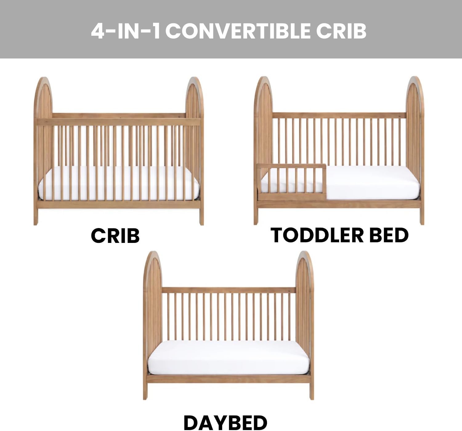 Soho Baby Everlee 3-in-1 Island Crib, Honey Wood