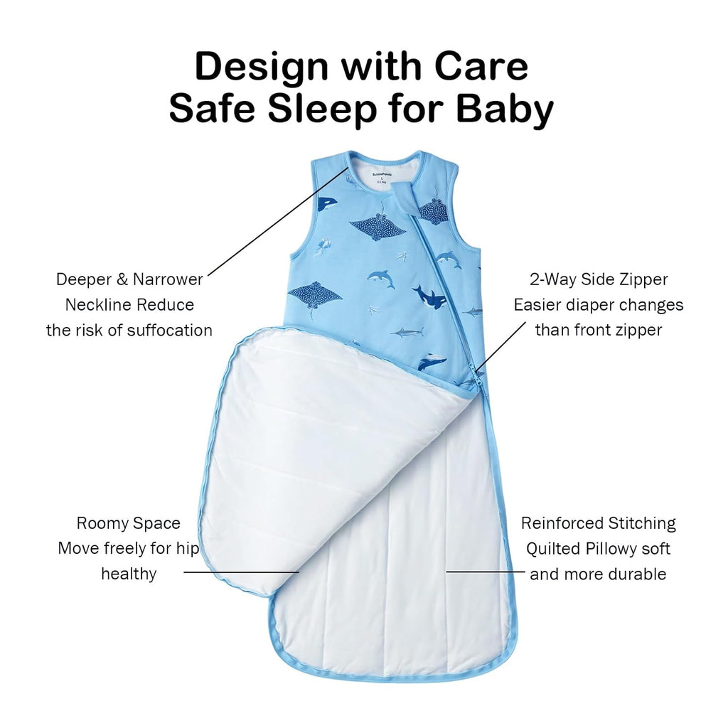 BubblePanda Rayon Made from Bamboo Sleep Sack 12-18 Months 0.5 Tog Soft Lightweight Toddler Sleep Sack 1t for Babies 2-Way Zipper Wearable Blanket Baby 12 Months