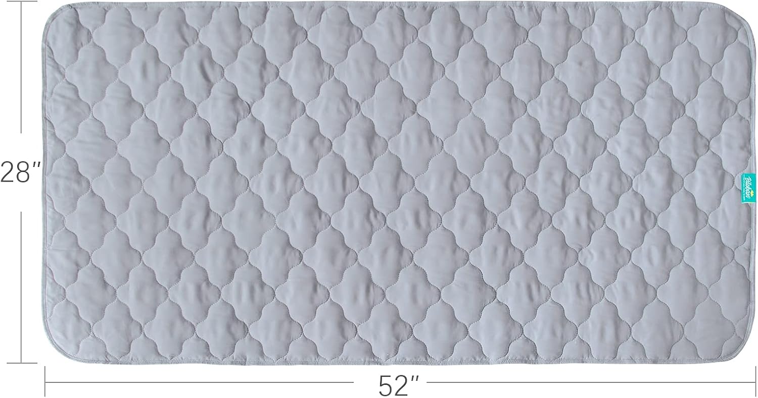 Waterproof Crib Mattress Protector Pad Cover 28" x 52", Anti Slip & Absorbent Waterproof Bed Pads for Standard Crib/Toddler Bed Quilted Machine Washable (Quilted Improved Thickness) Grey