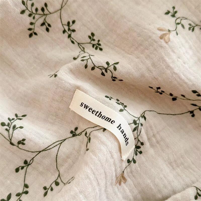 BuLuTu Muslin Toddler Pillowcase Boys Girls Shabby Chic Floral Design Pillow Cases 100% Cotton Gauze Pillow Covers with Envelope Closure,Soft Breathable,Vine Pattern,14"x20"