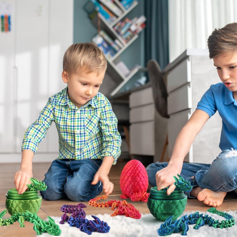 Easter Egg, 3D Printed Articulated Crystal Dragon with Egg, PLA Flexible Joints Crystal Dragon Mystery Dragon Fidget Toy Surprise, Home Office Executive Desk Decor Toys Gifts for Kids Adults (Purple)