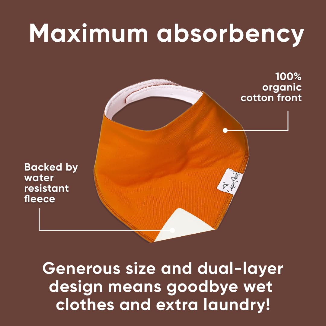 Copper Pearl 4 Pack Soft Cotton Baby Bibs for Drooling and Teething, Absorbent Drool Bibs for Baby Girl and Boy, Adjustable to Fit Newborns to Toddlers, Tons of Styles (Blaze)