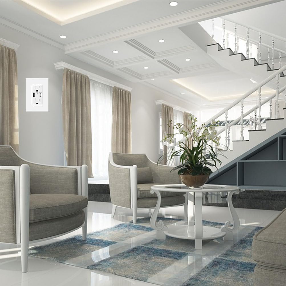 1-Gang Screwless Decora Wall Plate Cover Single Switch Outlet Electrical Faceplate for Light Switch, Smart Switch, Receptacle, Dimmers, USB Outlet, GFCI, Child Safe Cover Plate, White (4-Pack)