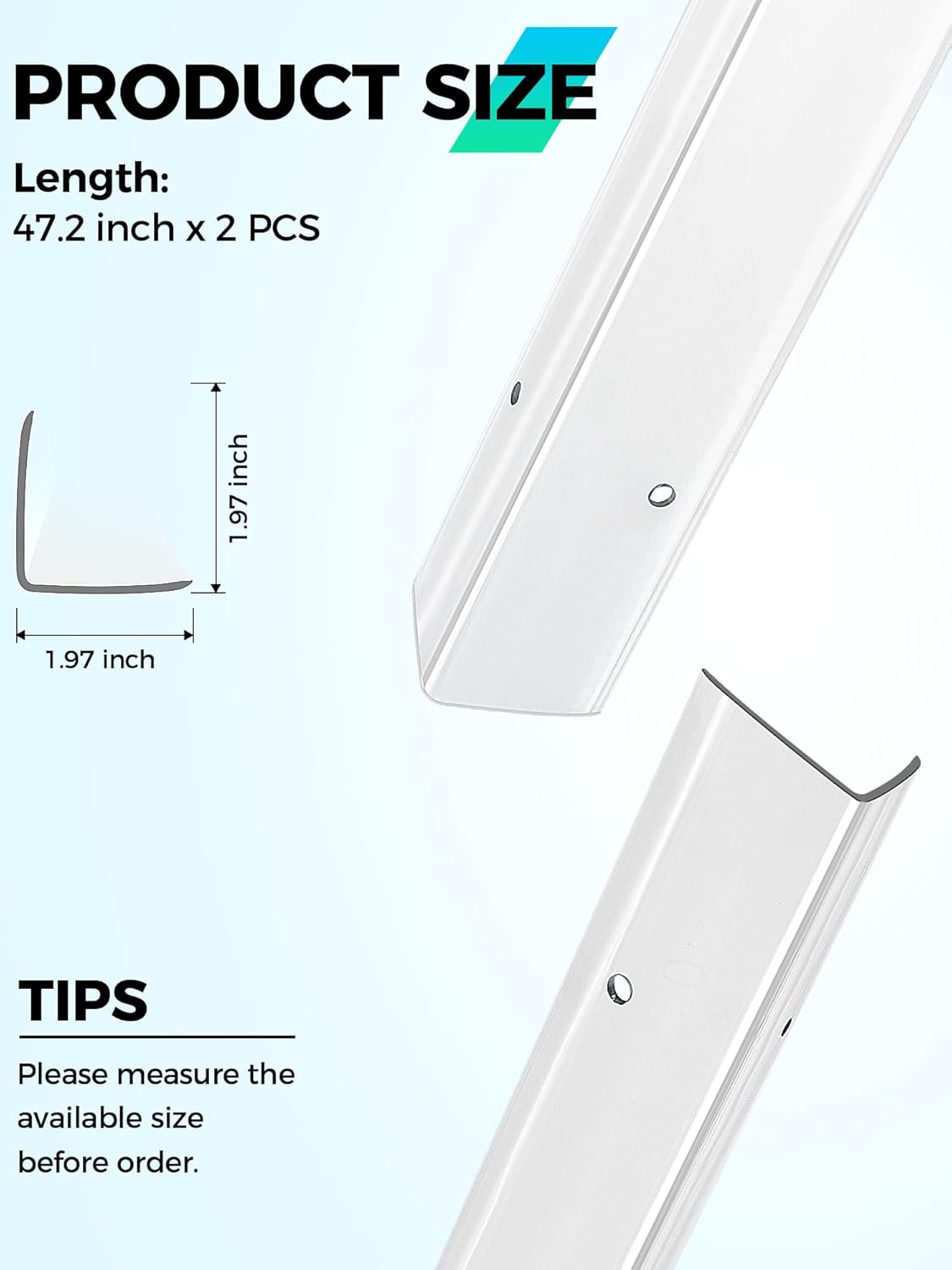 MONOID Wall Corner Protector, 2 PCS Furniture Edge Protection, PC Anti-Bump Guards Avoid Scratching Corner Trim for Door Frame, Table, Countertop, Stair, Wall-Mount, Clear, 1.97IN×47.24IN/5CM×120CM