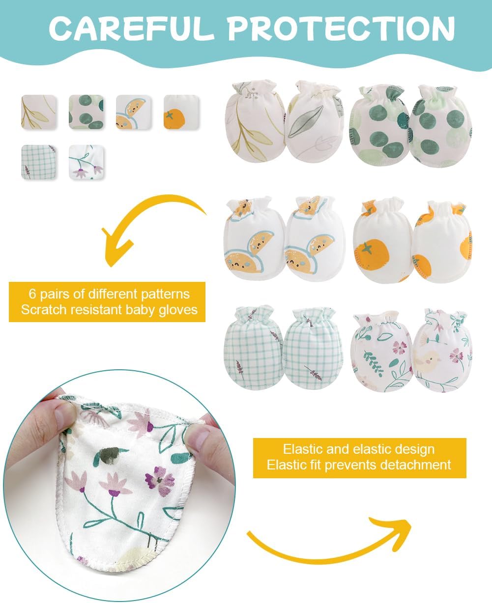 Cute Baby Mittens Newborn, No Scratch Baby Boy Mittens, Baby Girl Hat Gloves for Toddlers, Infant, Newborn
