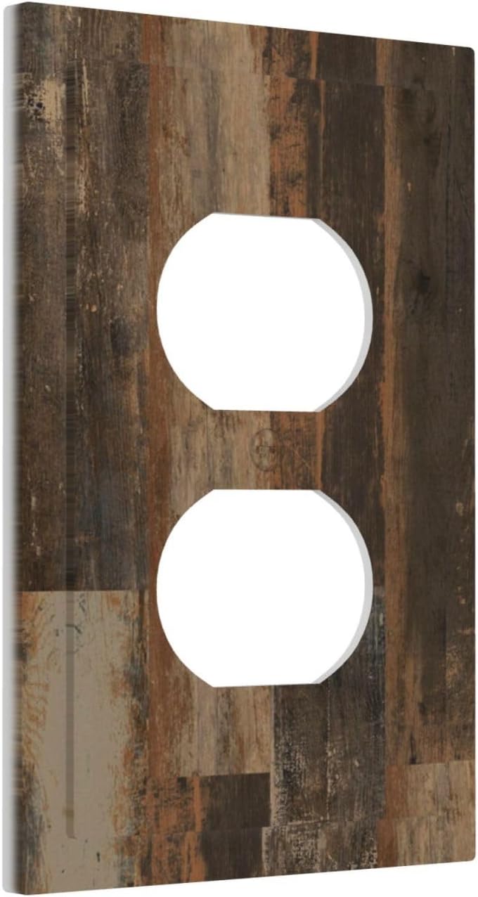 Rustic Brown Wood Grain Dark Oak Outlet Covers 1 Gang Duplex Light Switch Cover Decorative Switch Plates Electrical Receptacle Faceplate Wall Plate for Farmhouse Home Decor