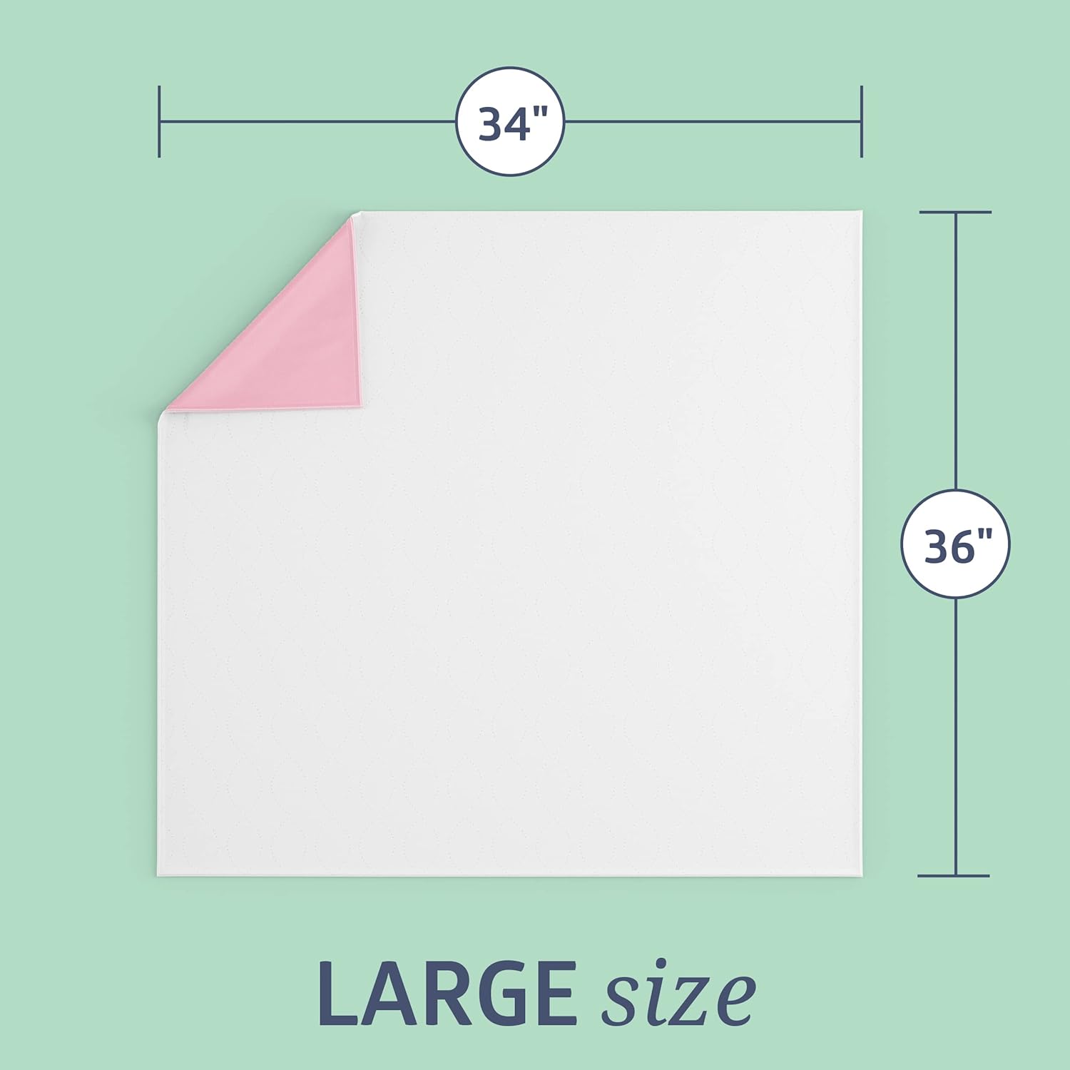 Medline Washable Bed Pads for Incontinence, Large 34 x 36 inch Reusable Underpads, 4 Pack, Pee Pads for Dogs, Adults, Kids and Baby, Pink Sofnit 300