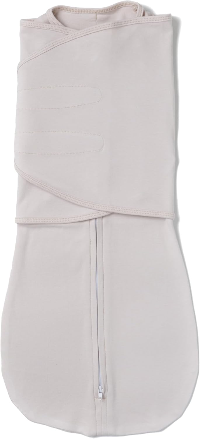 LullaBaby "Double Dream Swaddle: Exclusive Dual Wing Design, Pediatrician-Endorsed, Ultra-Soft Cotton, 2-4 Months, 12-20 lbs - White Sand