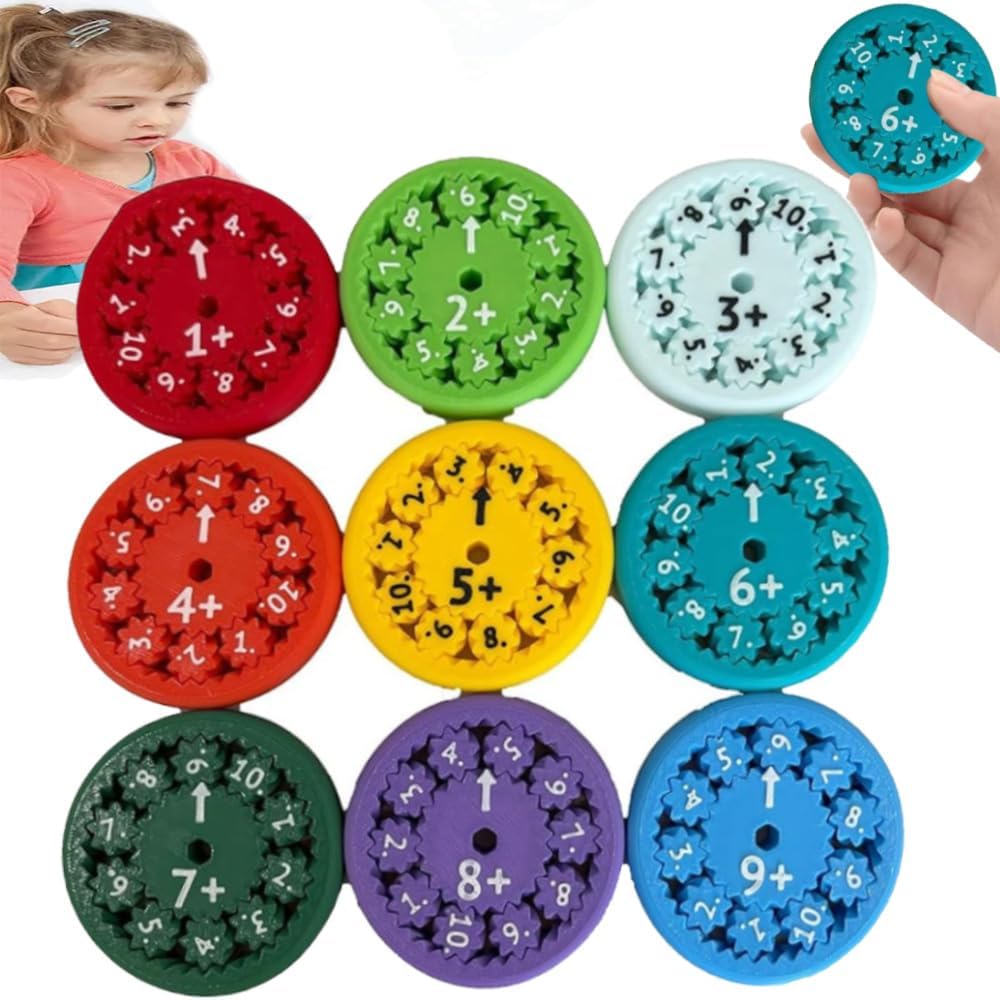 Math Fidget Spinners, Math Fact Fidget Spinner Toys, Counting and Early Education Toy for Kids，Math Games, Fidgeters Who are Learning Math (add Or Subtract 9pcs)
