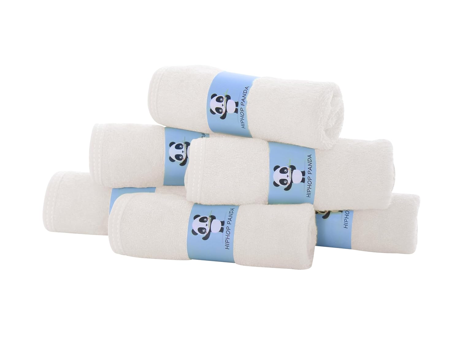 HIPHOP PANDA Baby Washcloths, Rayon Made from Bamboo - 2 Layer Ultra Soft Absorbent Newborn Bath Face Towel - Reusable Baby Wipes for Delicate Skin - Ivory, 30 Pack