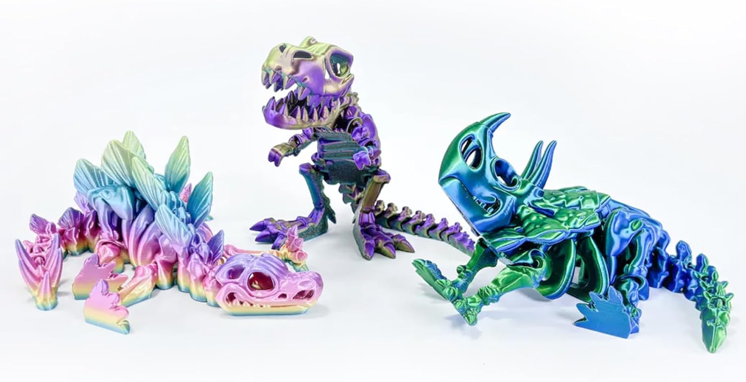 3D Printed Dinosaur Toy, Articulated Tyrannosaurus Rex Stegosaurus Triceratops - Mystery Crystal Dinosaur Flexible Toys,Flexible Fidget Toy for Autism/ADHD,Birthday Gift/Desk Toy/Home Decoration