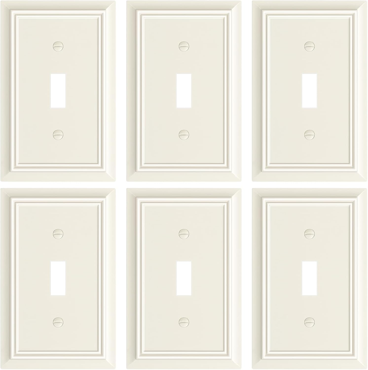 6-Pack Single Toggle Light Switch Cover Plate, Durable Natural Bamboo Fiber Decorative Switch Plate Covers, Light Almond 1 Gang Wall Plate, Corrosion Resistant