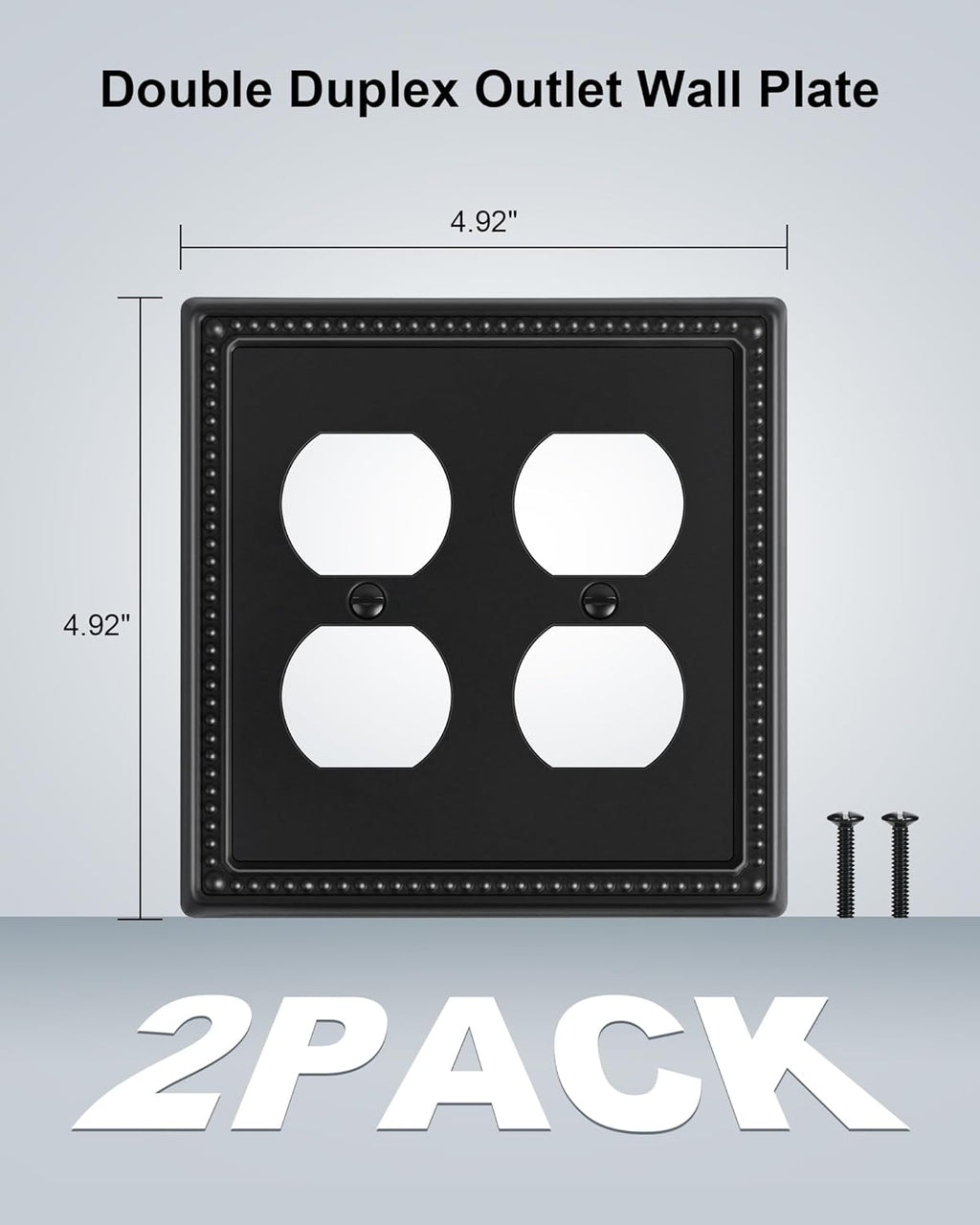 2-Pack Double Duplex Outlet Cover, Metal Switch Plates and Outlet Covers, Black Pearls Decorative Wall Plates for Electrical Outlets, 2 Gang Receptacle Cover, Corrosion Resistant