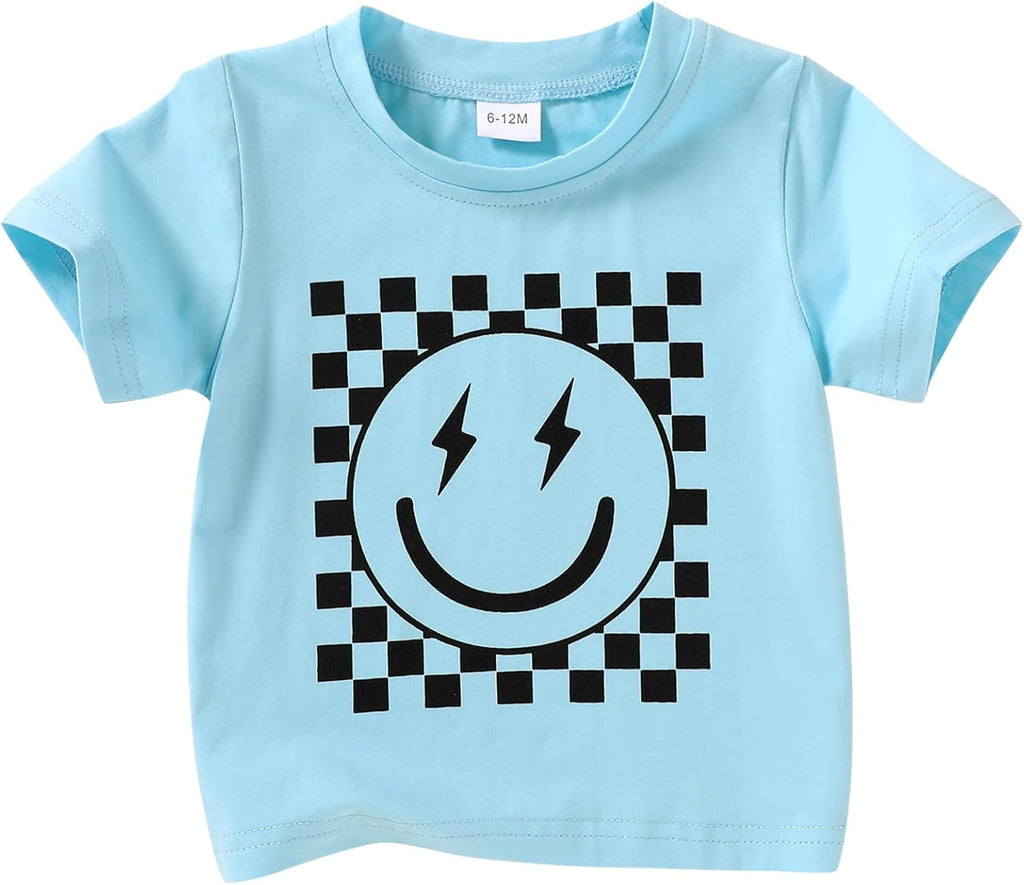 Happy Town Toddler Clothes Baby Boy Girl Smiley Face Shirt Short Sleeve T-Shirt Tee Summer Tops Outfits