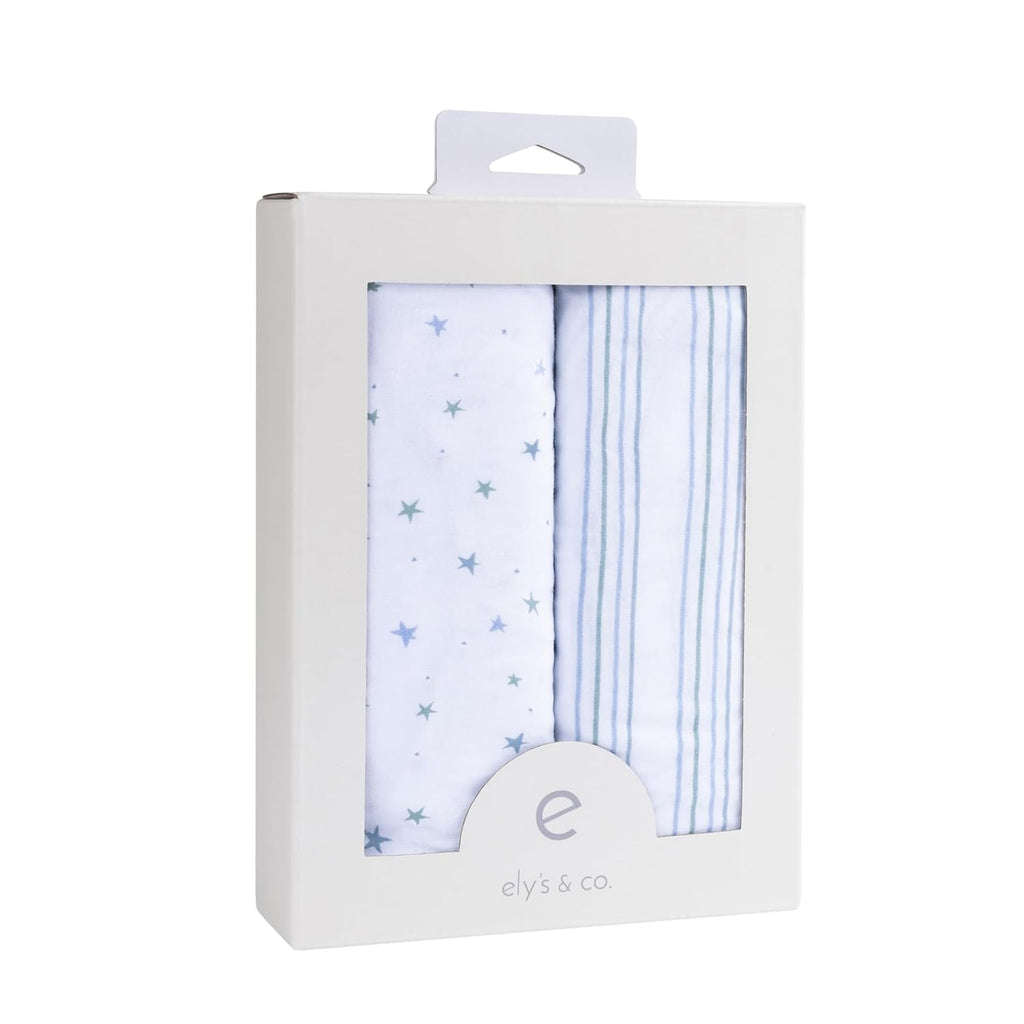 Changing Pad Cover 2 Pack - Baby Cradle Sheet with 100% Jersey Cotton - Changing Pad Covers for Boys, Newborn Essentials (Blue Stars & Stripes)