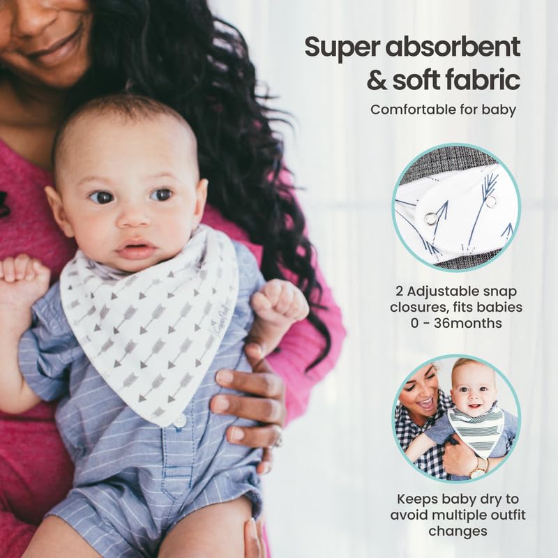 Copper Pearl 6 Pack Soft Cotton Baby Bibs for Drooling and Teething, Absorbent Drool Bibs for Baby Girl, Adjustable to Fit Newborns to Toddlers, Tons of Styles (Amelia Set)