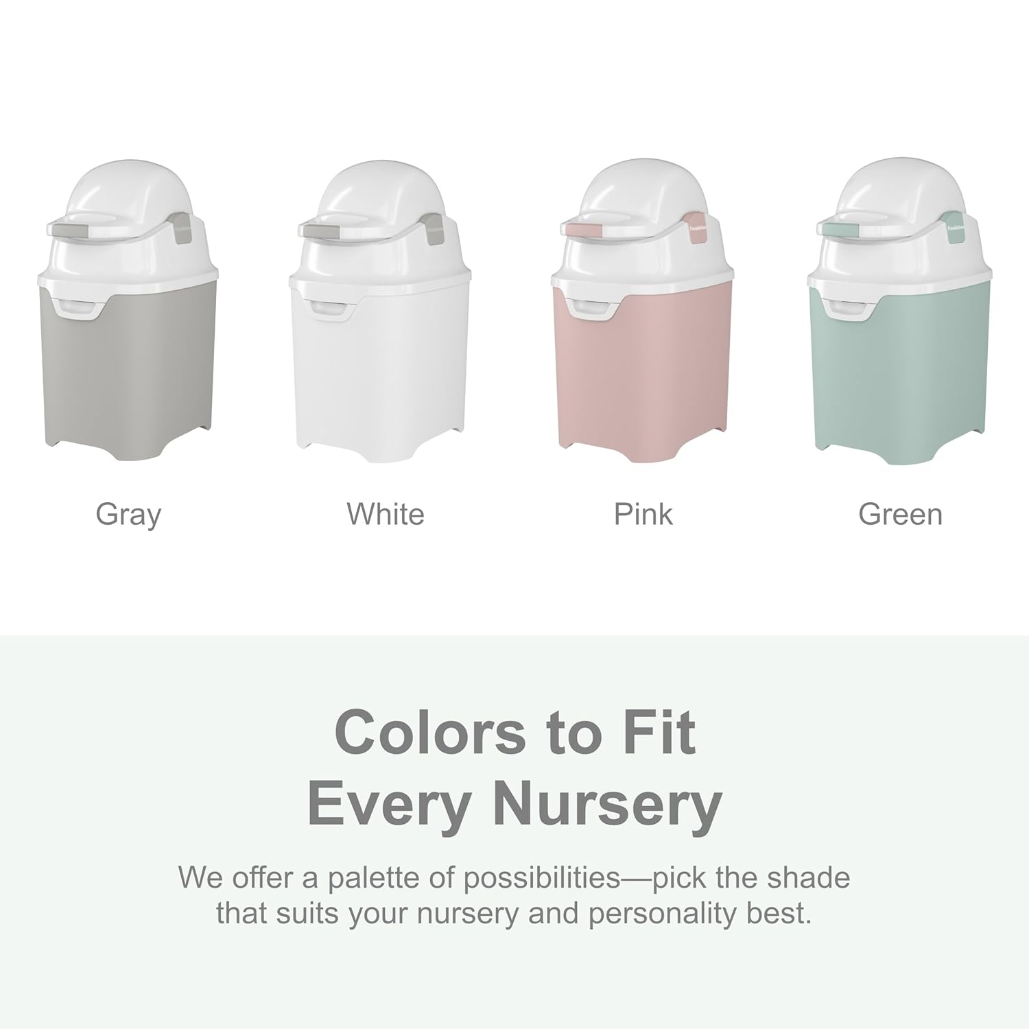Foundations Mini Diaper Pail with Airtight Lid - Durable & Odorless Diaper Disposal, Large Capacity, Holds up to 30 Newborn Diapers, Refill with Any Bags - Gray