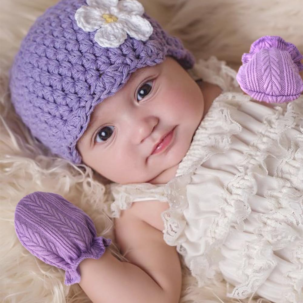 Newborn Baby Mittens No Scratch Cotton Elastic Wrist Gloves Infant Toddler Mittens for Baby Boy Girl 0-6 Months