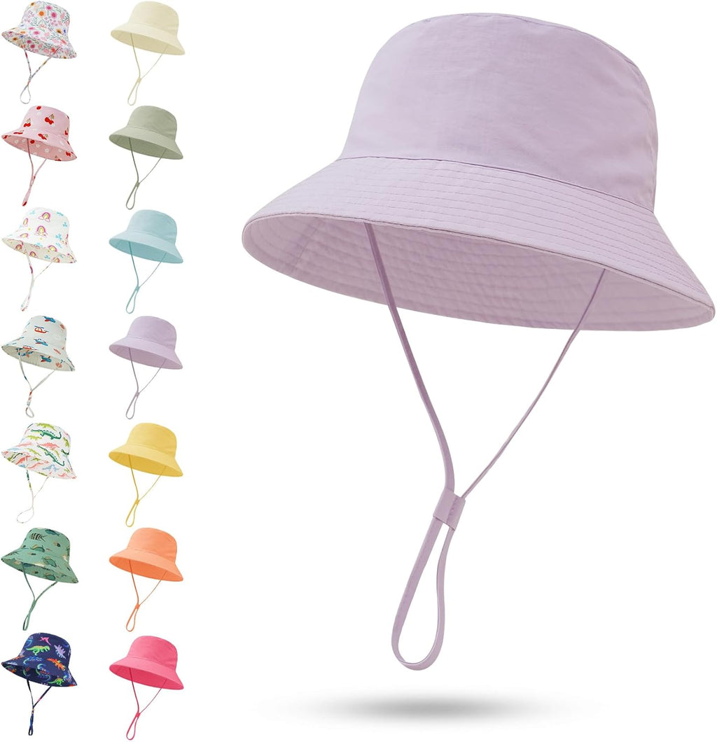 Baby Sun Hat 0-6 Years Toddler Boys Girls Adjustable Bucket Hats Kids Bucket Hats UPF 50+ Wide Brim Beach Swim Pool