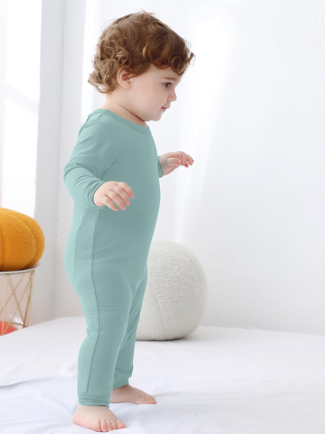 GUISBY Rayon Baby Pajamas, Long Sleeve with Snap Closure Pajamas Sleepers