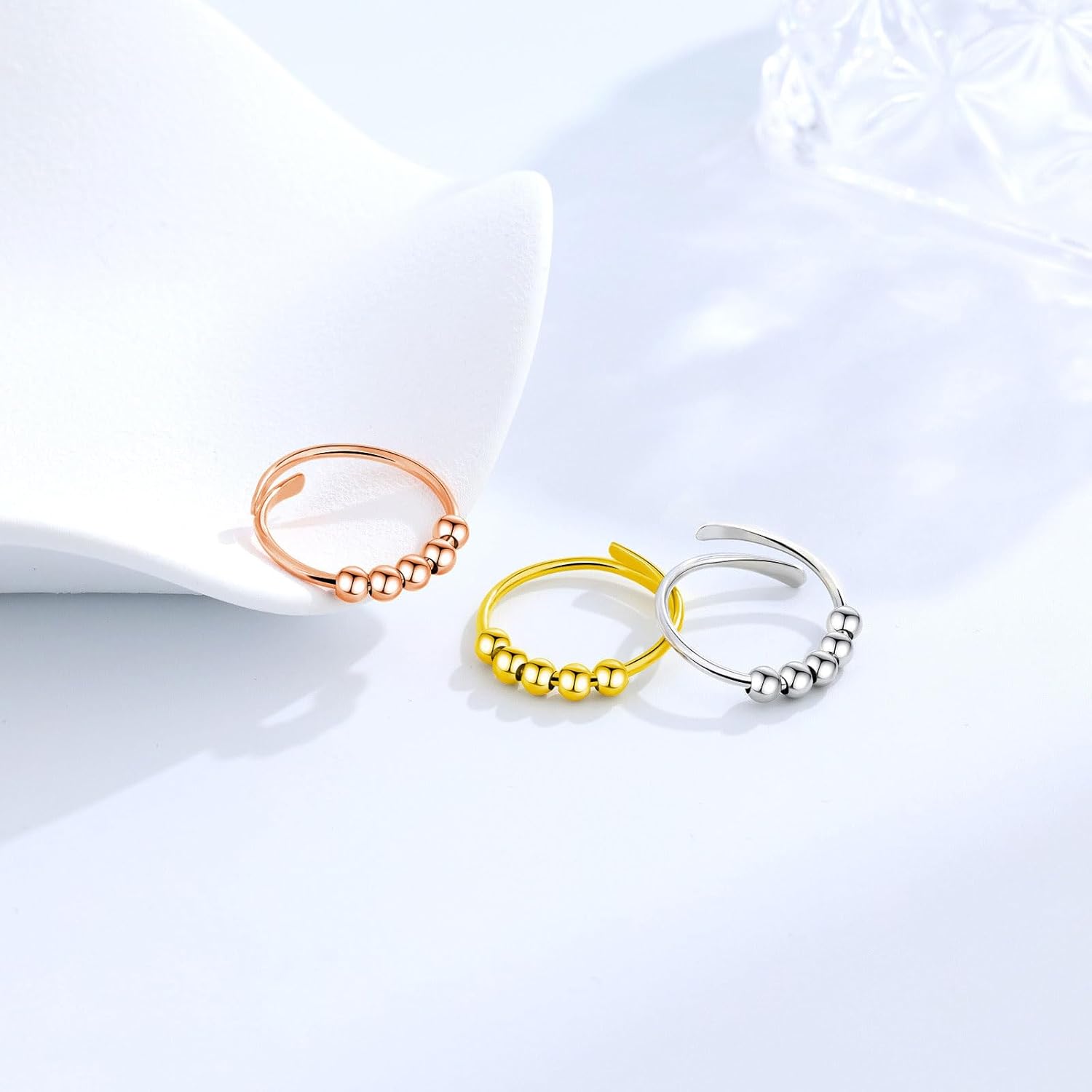 INFUSEU Funny Spinner Fidget Rings for Women Girls Anti Anxiety Stress Worry, Adjustable Size