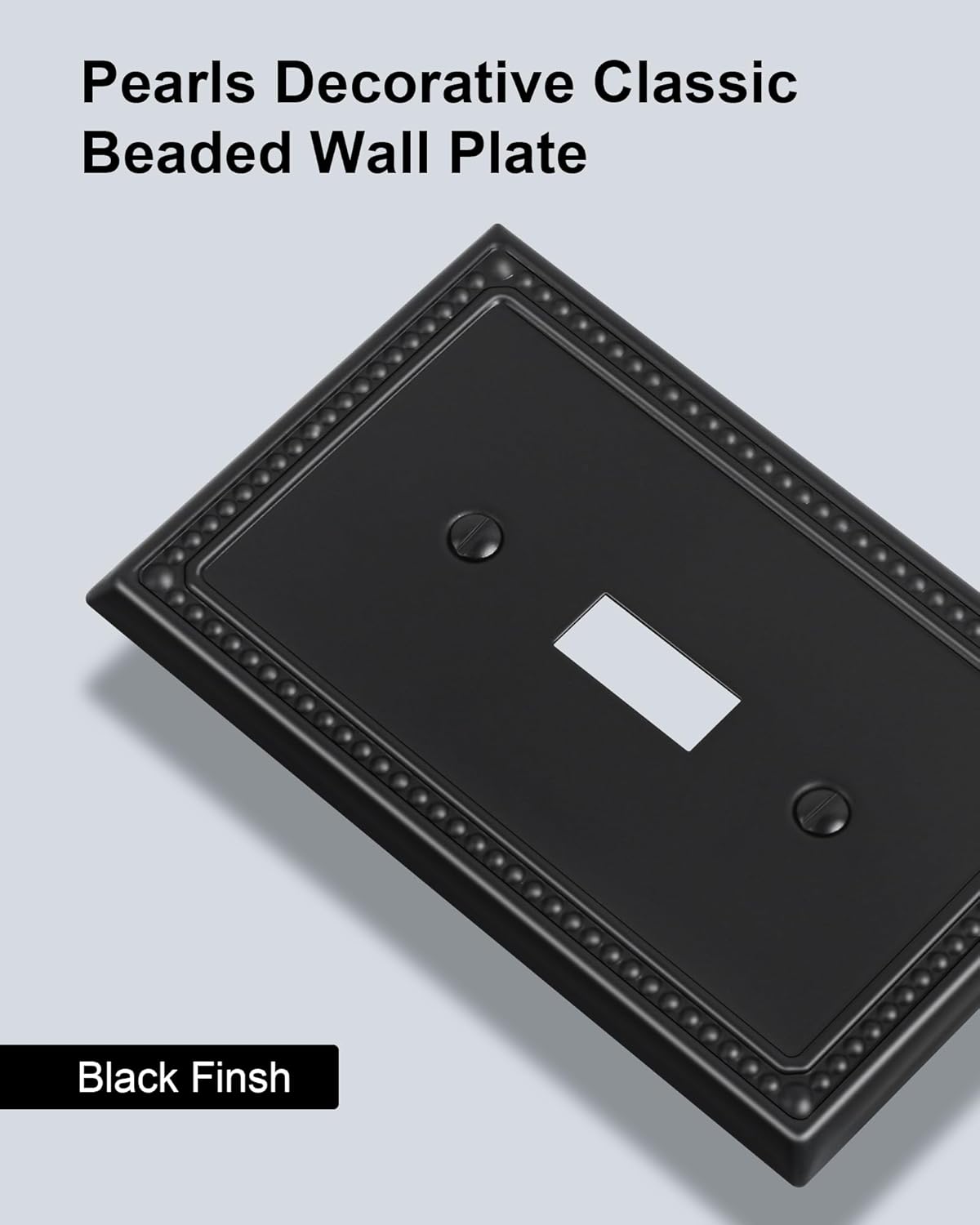 2-Pack Single Toggle Light Switch Cover Plate, Pearls Decorative Switch Plate Covers, Black 1 Gang Metal Wall Plate, Corrosion Resistant