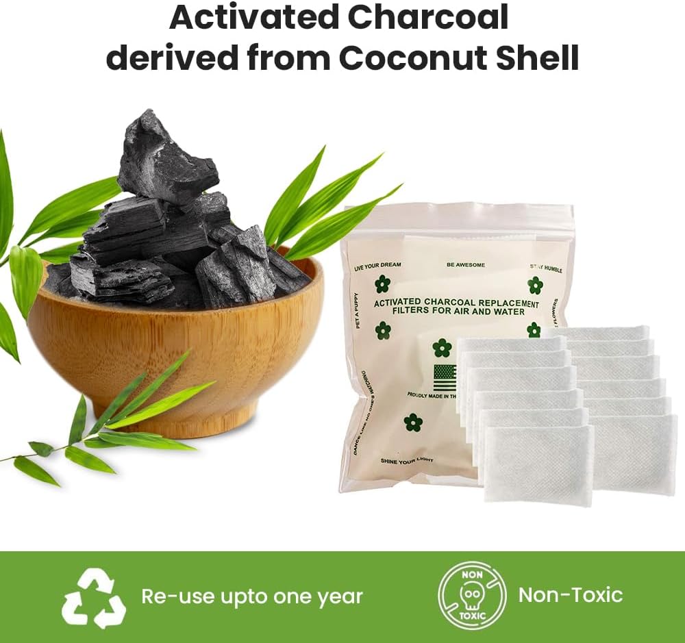 Green Piece® 12 Pack - Overstuffed - All-Natural Baby Diaper Pail Deodorizer | Activated Charcoal Air Purifier Compatible with Diaper Pails, Shoe Closets, Trash Cans, Pets - Made in The USA