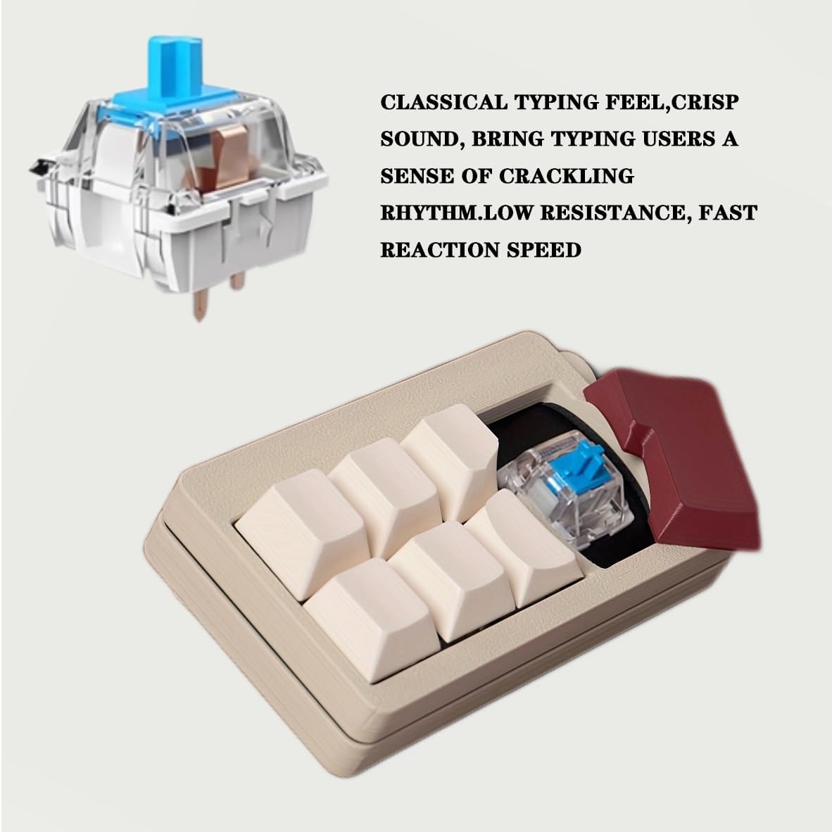 Keyboard Fidget Toys for Adults 3D Printing Keyboard Clicker Fidget Sensory Fun Toys with Keycaps Switch for Anxiety Decompression (White)