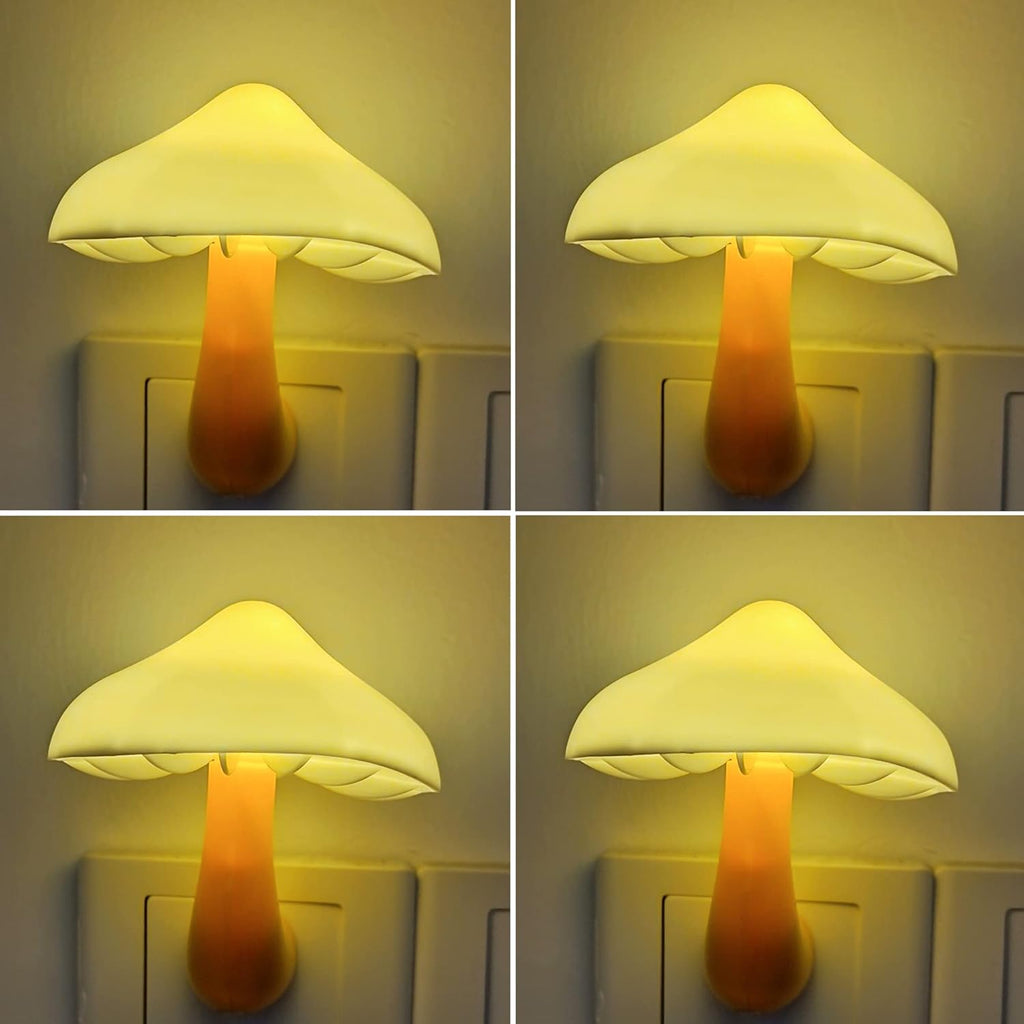 AUSAYE 4 Pack Plug in Night Light, Mushroom Light LED Nightlights for Kids, Adults, Bedroom, Bathroom,Hallway, Stairs, Kitchen White