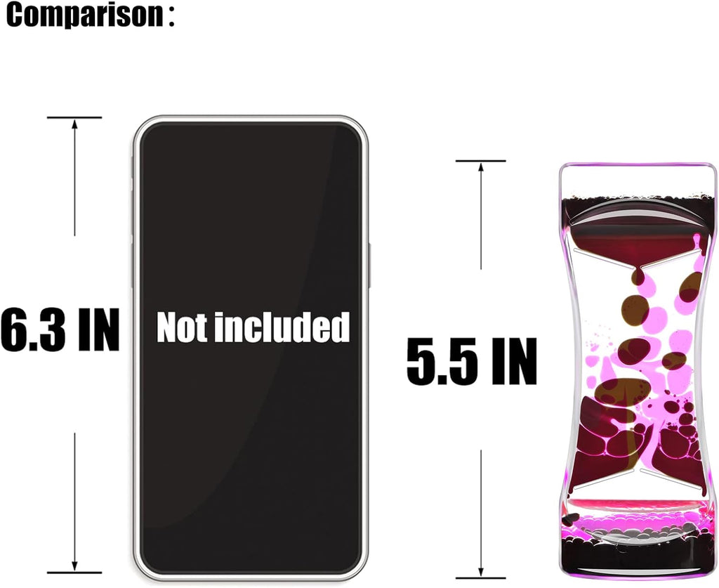 Black Pink Liquid Motion Bubbler Timer Set of 1 for Sensory Toys, Drop Oil Water Fidget Liquid Timer for Autism Toys, Relaxing Activity, Home Office Desk Toys, Holiday Stocking Filler Gift