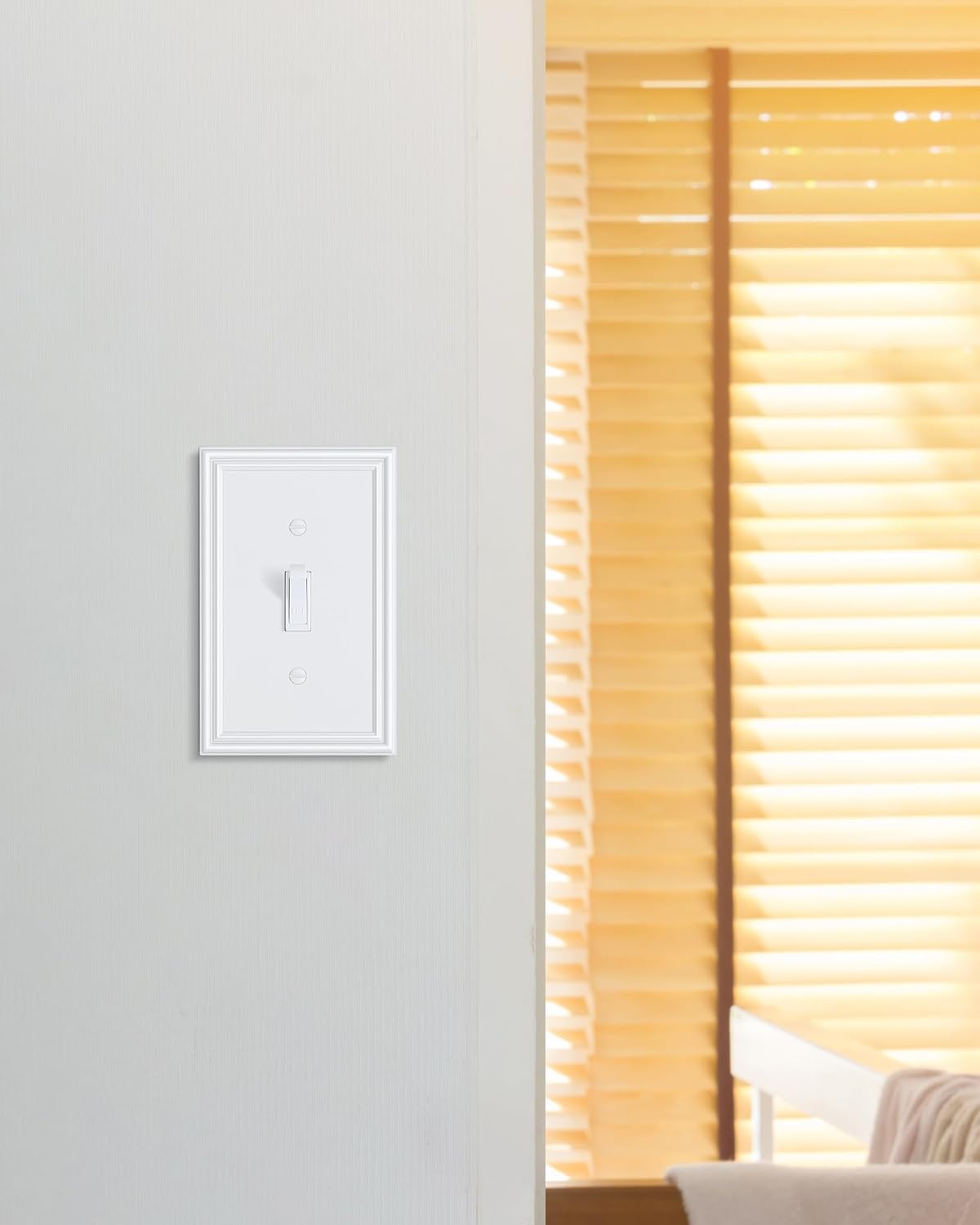 4-Pack Single Toggle Light Switch Cover Plate, Durable Solid Zinc Alloy Decorative Switch Plate Covers, Pure White 1 Gang Wall Plate, Corrosion Resistant