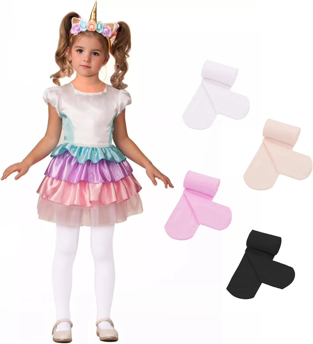 Zando 4 Pairs Tights for Girls Ultra Soft Velvet Dance Tights for Girls Ballet Gymnastics School Uniform 1-14 Years