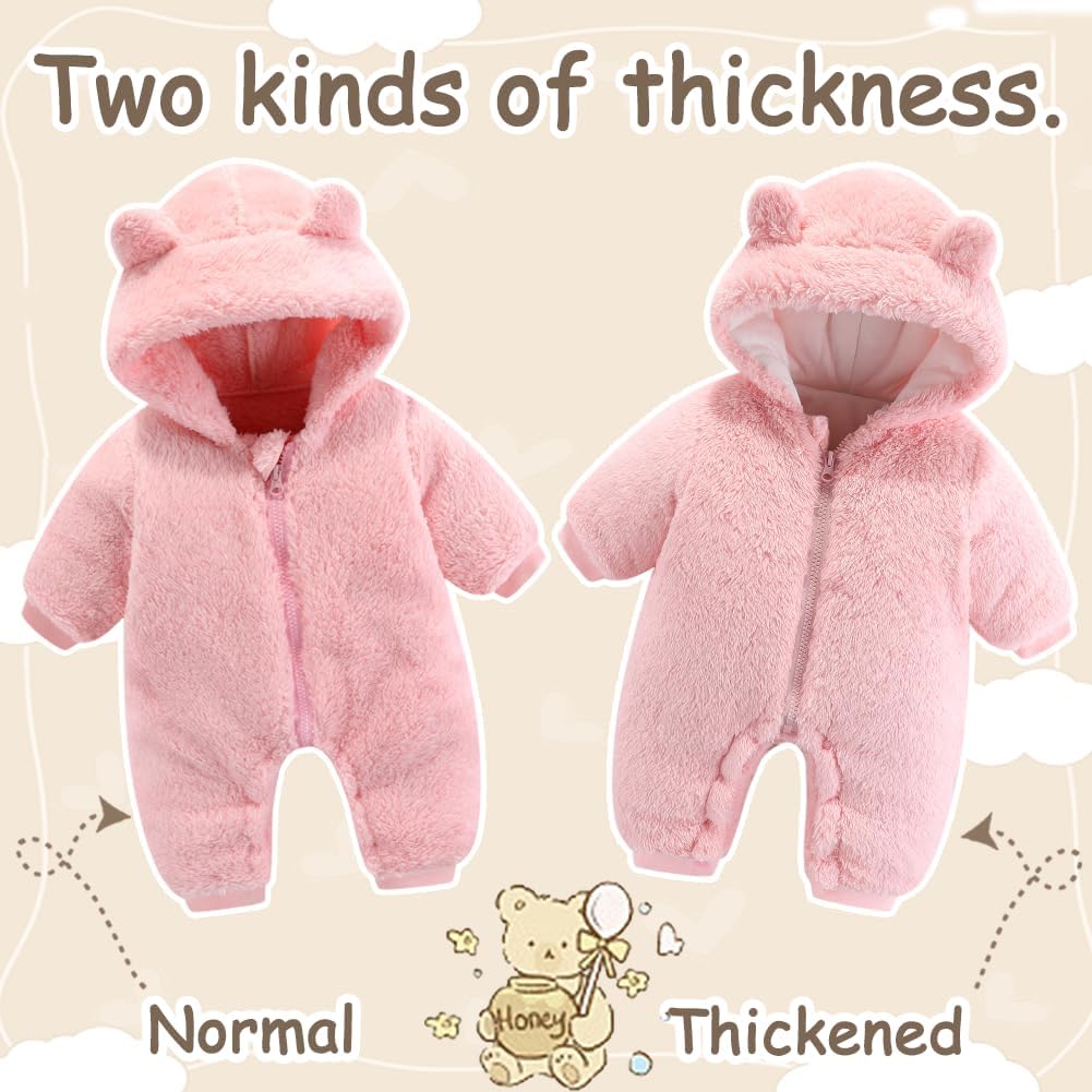 UVIPC Baby Newborn Bear Outfit Fleece Snowsuit Winter Clothes Hooded Jumpsuit Romper for Baby boy girl