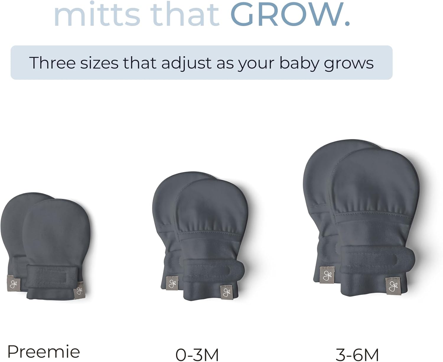 goumikids Viscose Made from Bamboo Cotton Stay-On Mitts, 3-6m Midnight Mitts